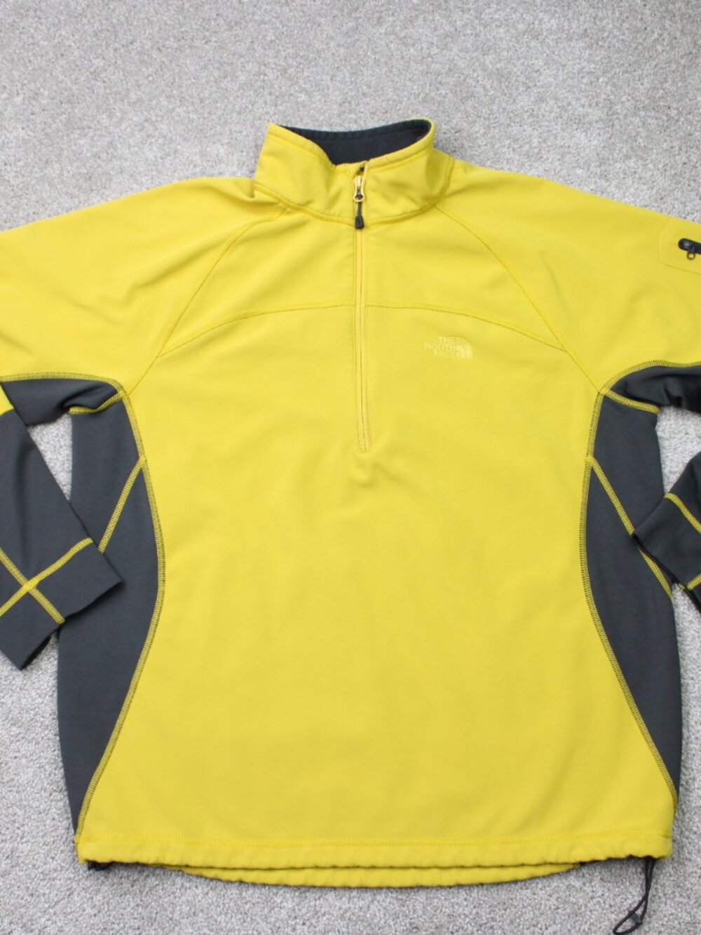 The North Face Jacket Mens Large Yellow/Gray Softshell 1/4 Zip Performance L/S